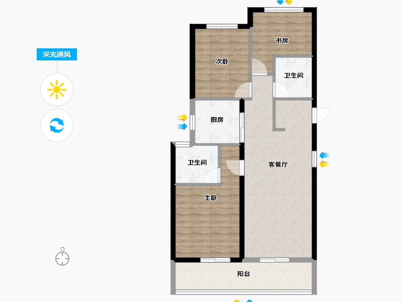 浙江省-杭州市-万科天空之城(西溪印象城)-89.00-户型库-采光通风