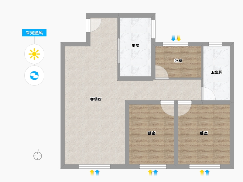 新疆维吾尔自治区-乌鲁木齐市-交建·雅苑-70.21-户型库-采光通风