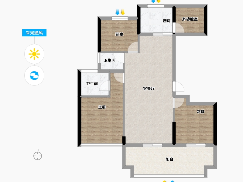 云南省-丽江市-方朋·上东院-88.01-户型库-采光通风