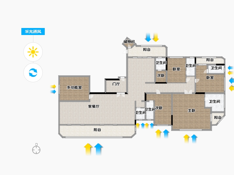 重庆-重庆市-花滩公园王府-317.38-户型库-采光通风