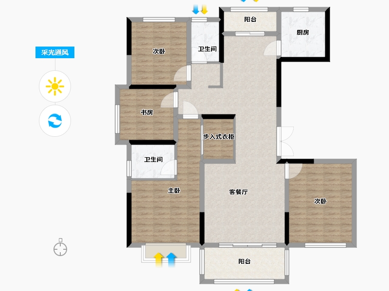 河南省-商丘市-红河壹号院-132.38-户型库-采光通风