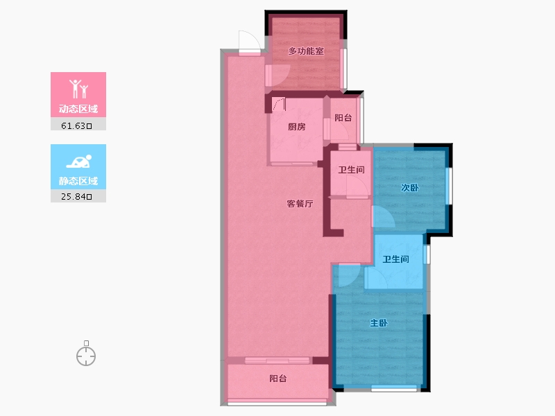 湖南省-长沙市-永实·蔷薇国际小高层-C区-80.00-户型库-动静分区