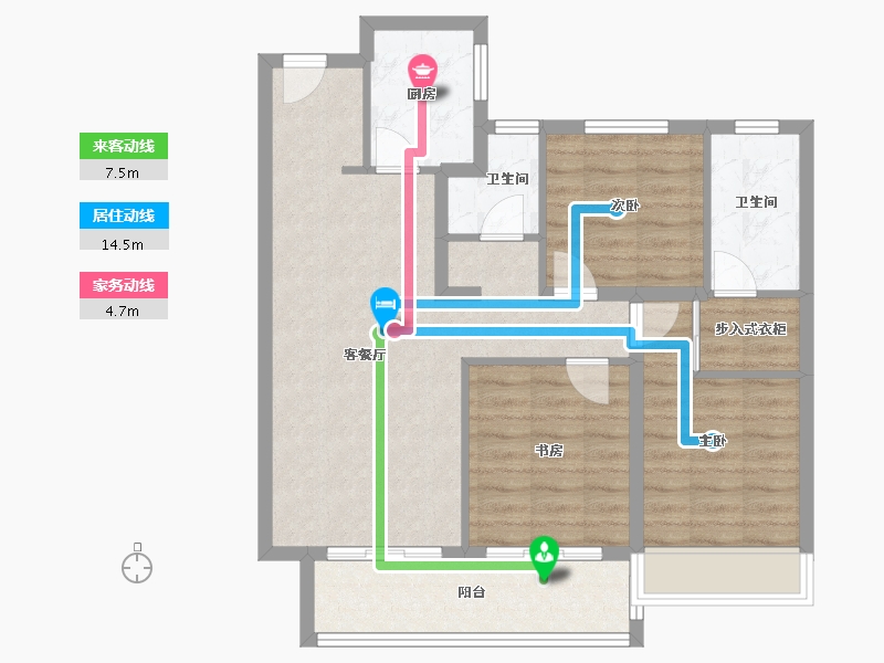 陕西省-榆林市-钰城小区-90.00-户型库-动静线