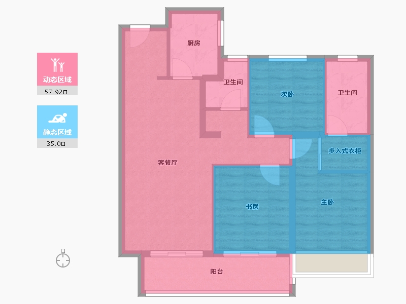 陕西省-榆林市-钰城小区-90.00-户型库-动静分区