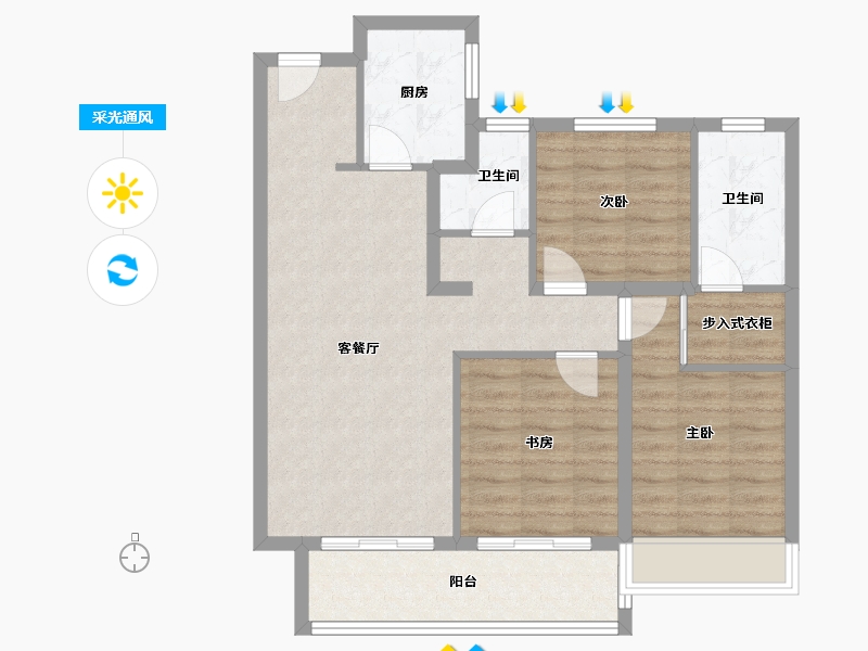 陕西省-榆林市-钰城小区-90.00-户型库-采光通风