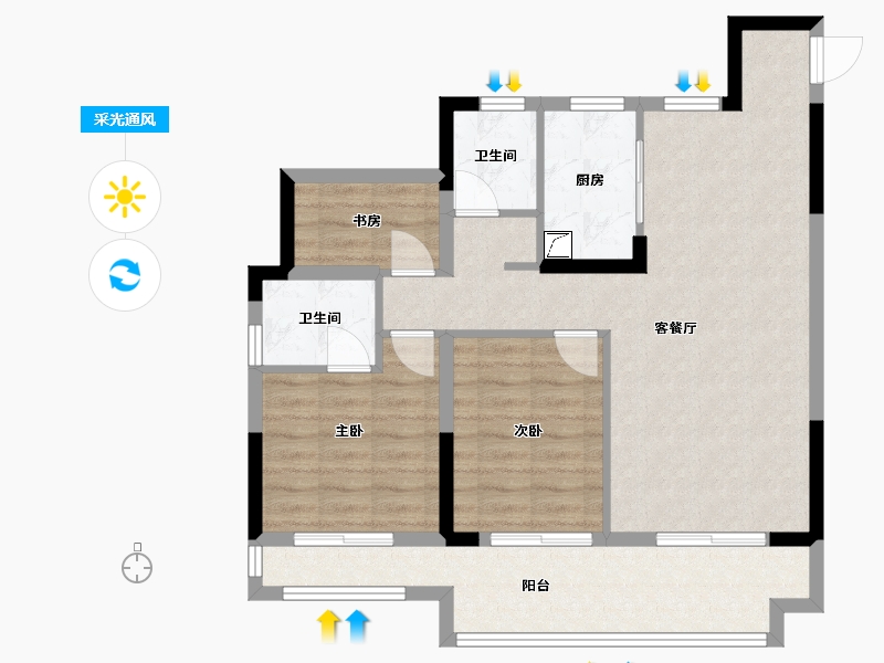 安徽省-淮北市-御溪悦榕府-82.00-户型库-采光通风