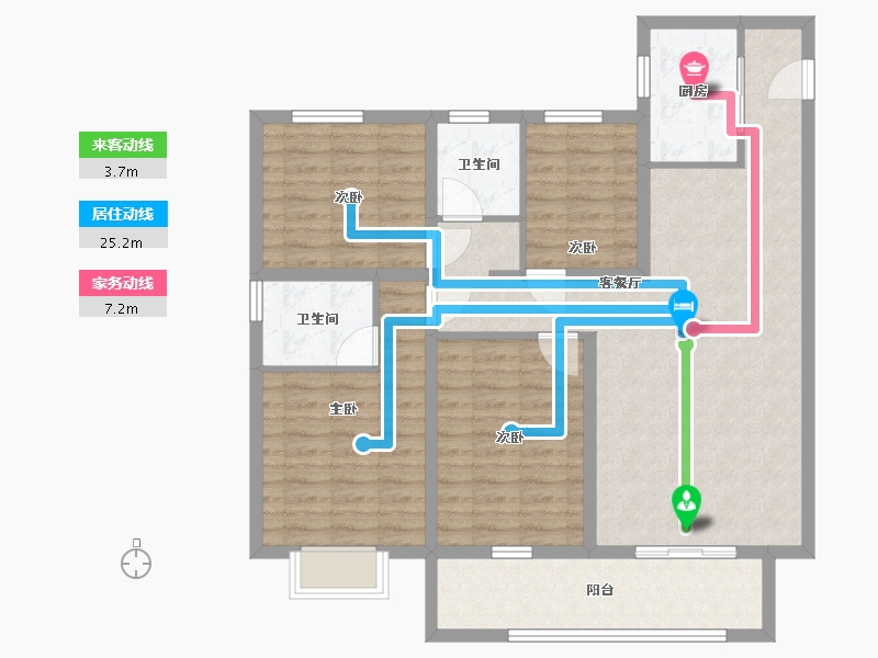 山西省-吕梁市-幸福家园-105.00-户型库-动静线