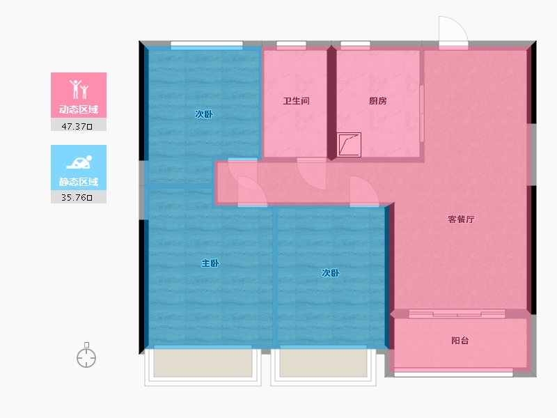 浙江省-宁波市-桂语朝阳（朝华郡）-74.59-户型库-动静分区