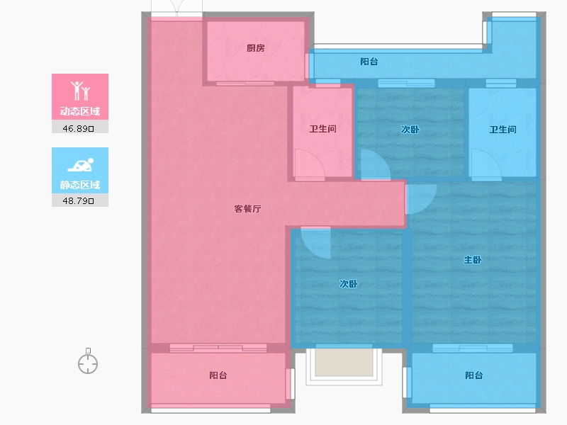 浙江省-温州市-金色滨江-85.00-户型库-动静分区