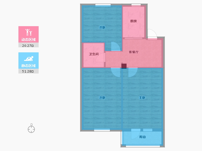 北京-北京市-同福夹道小区-64.00-户型库-动静分区