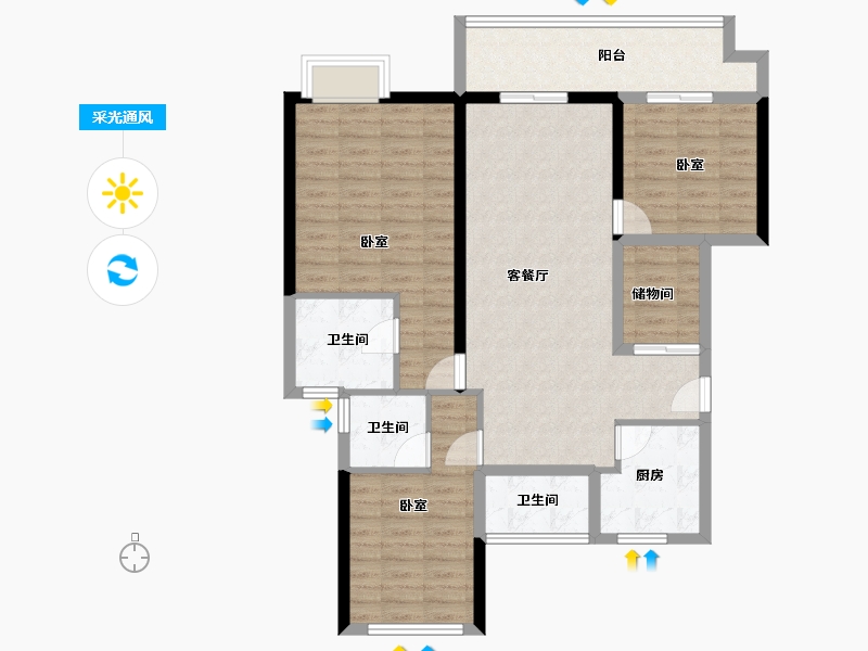 浙江省-嘉兴市-泓玺台-116.00-户型库-采光通风