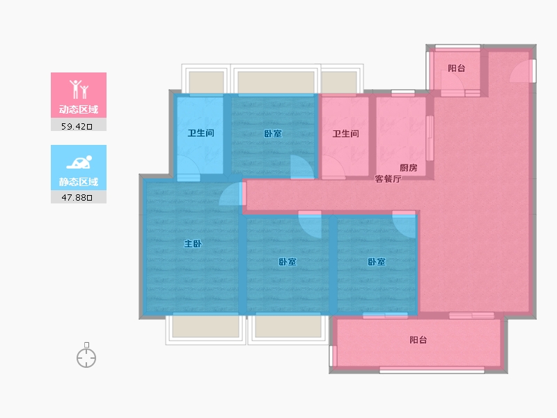 云南省-昭通市-乌蒙水乡-105.00-户型库-动静分区