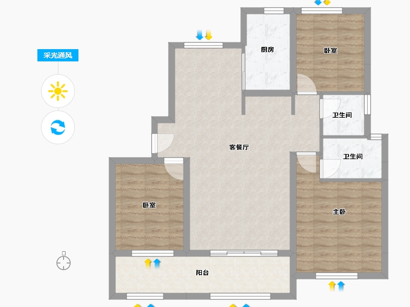 山东省-烟台市-誉珑府-101.00-户型库-采光通风