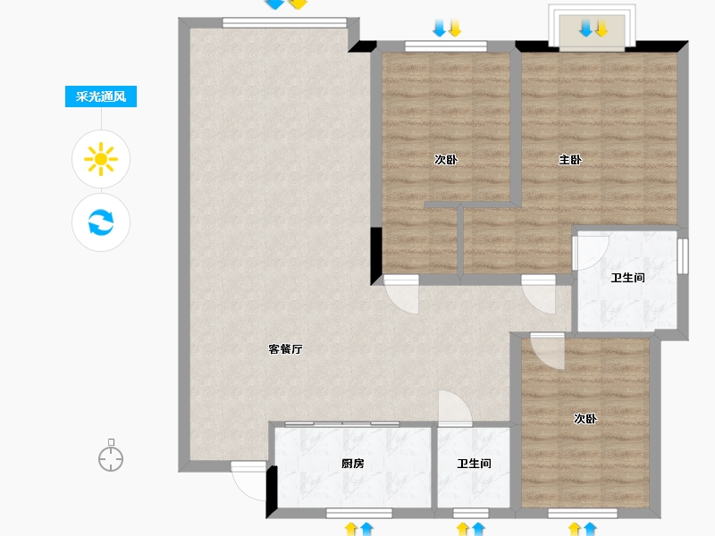 河北省-秦皇岛市-皓顺·琨御-109.00-户型库-采光通风