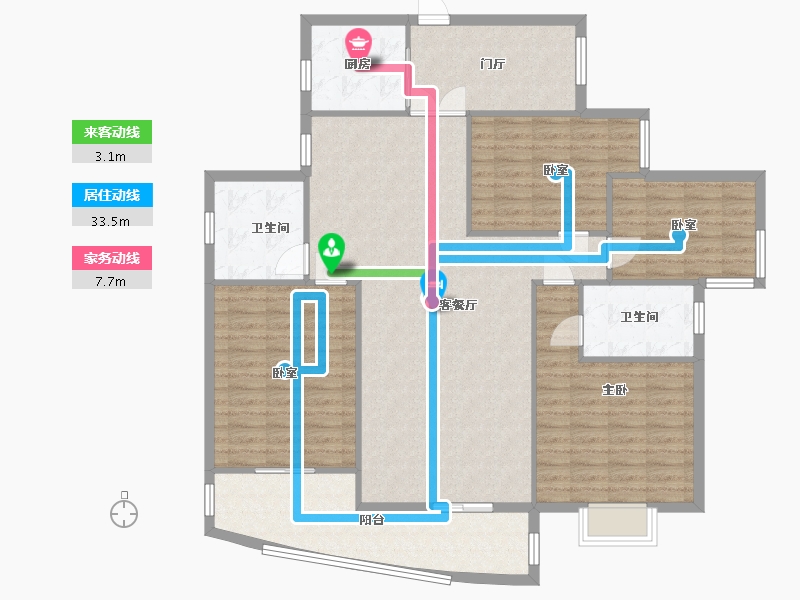 湖北省-武汉市-世纪庭苑-137.00-户型库-动静线