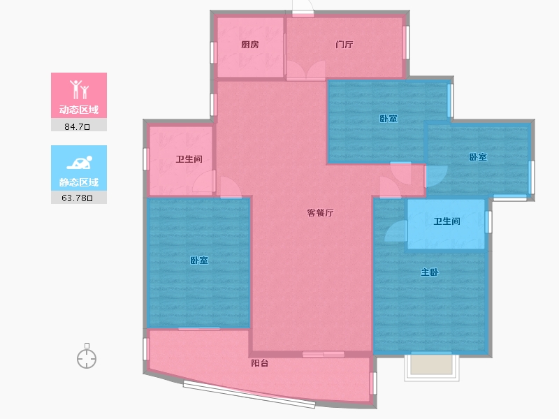 湖北省-武汉市-世纪庭苑-137.00-户型库-动静分区