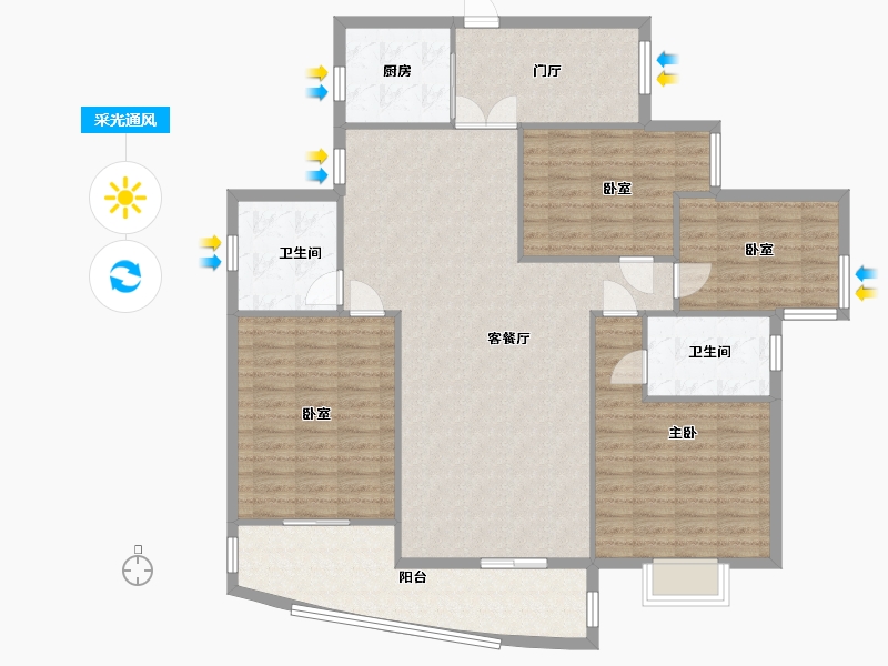 湖北省-武汉市-世纪庭苑-137.00-户型库-采光通风