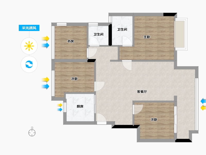 安徽省-合肥市-金辉优步大道-92.00-户型库-采光通风