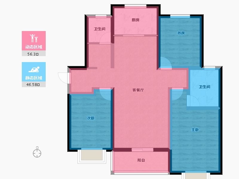 河南省-郑州市-华瑞紫金嘉苑-118.00-户型库-动静分区