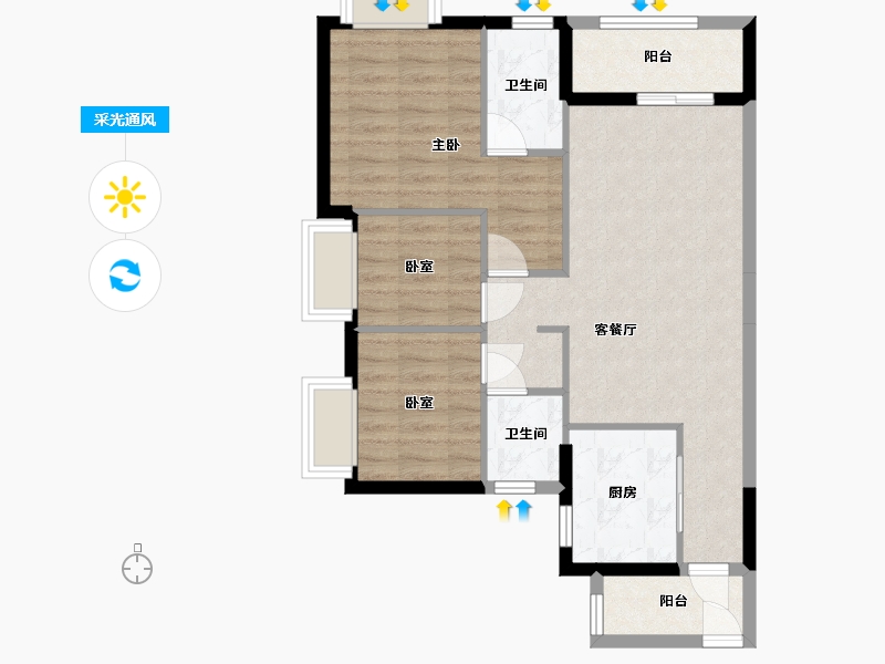 广东省-江门市-时代雁山湖-78.00-户型库-采光通风