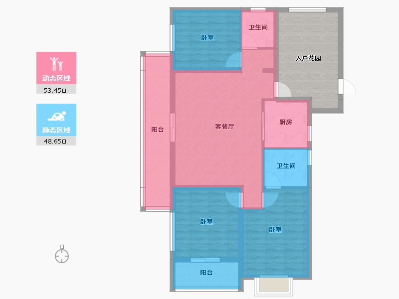 云南省-丽江市-丽江东亚国睿华庭-105.27-户型库-动静分区