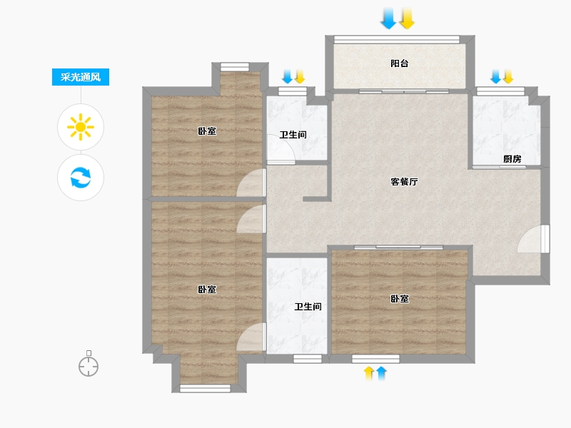 广东省-中山市-水盈居-85.00-户型库-采光通风