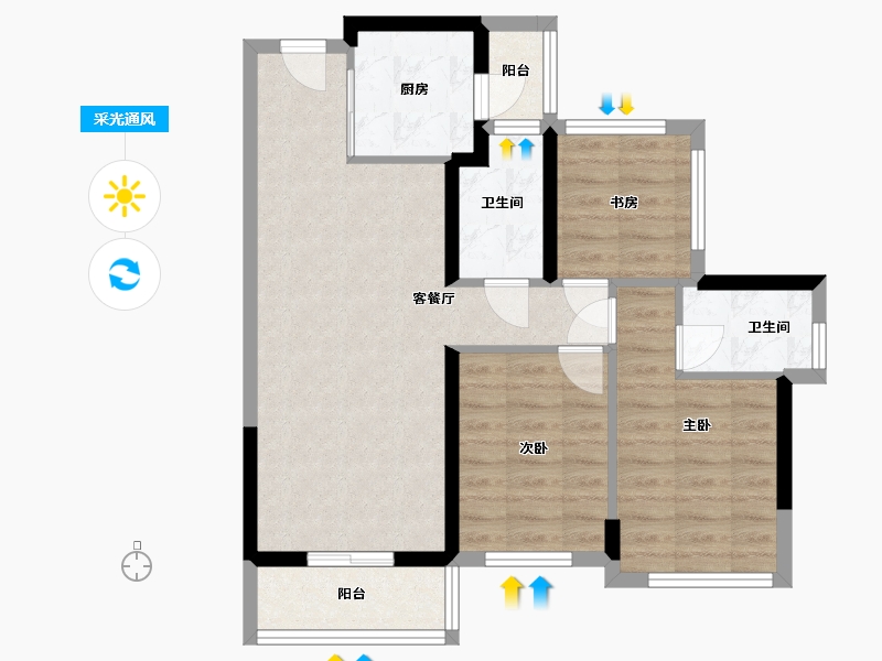 广东省-珠海市-龙光玖誉湾花园-89.00-户型库-采光通风