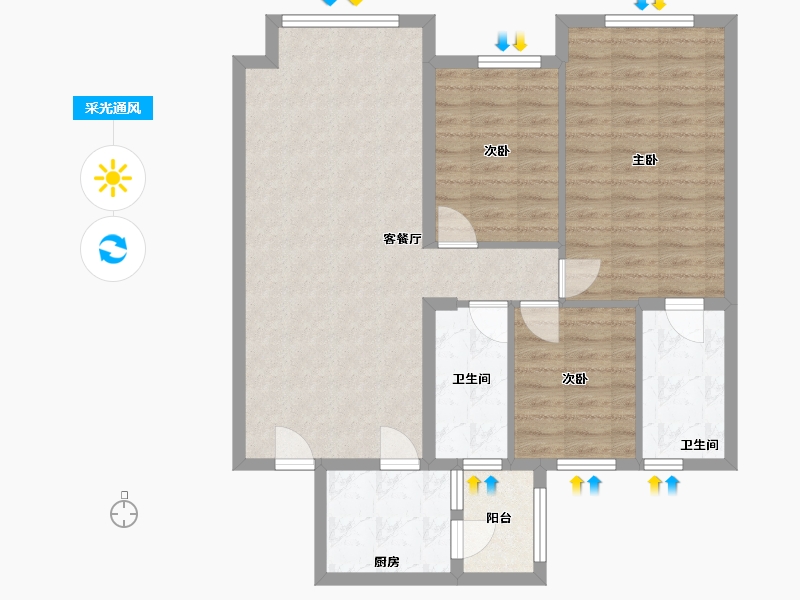 四川省-成都市-滨江和城-70.00-户型库-采光通风