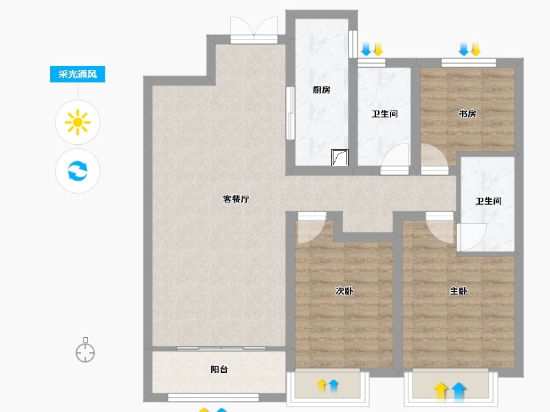 山西省-晋中市-北辰紫园-95.00-户型库-采光通风