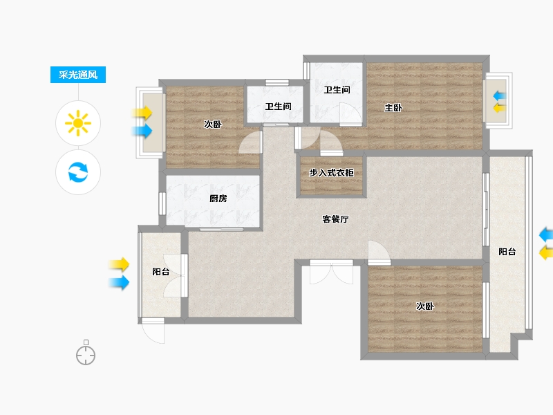 安徽省-黄山市-宇仁绘宸花园小区-澜山-109.99-户型库-采光通风