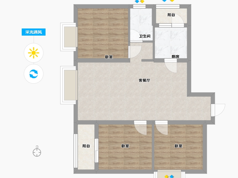 四川省-成都市-昌建星悦城-78.00-户型库-采光通风