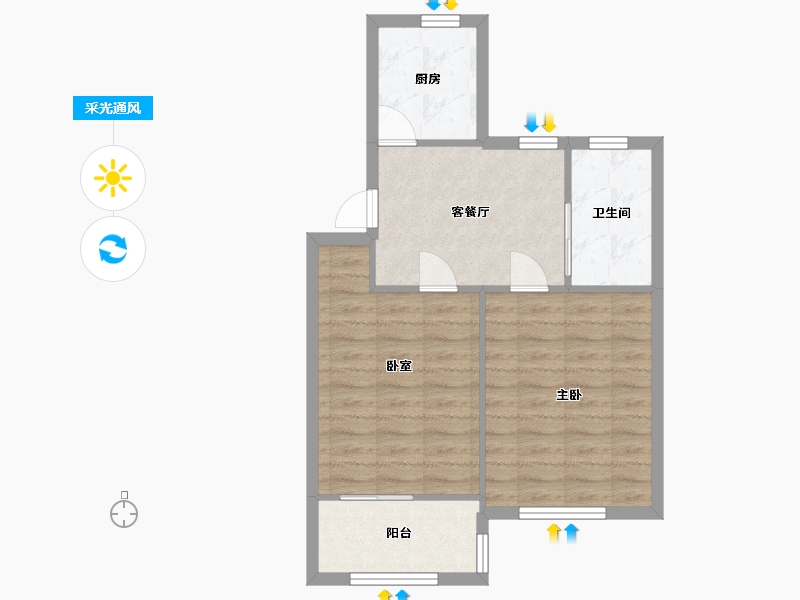 上海-上海市-平吉二村社区-54.00-户型库-采光通风