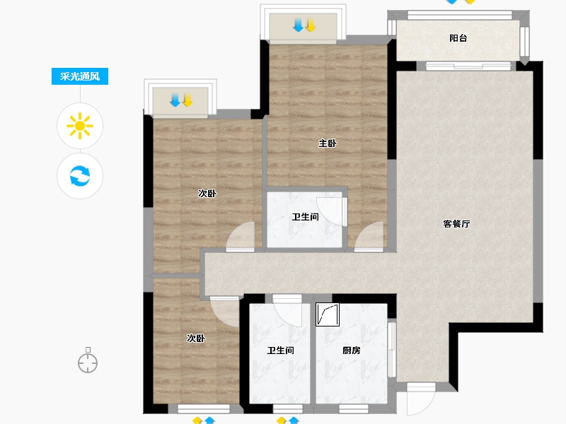 江西省-宜春市-名仕学府-103.00-户型库-采光通风