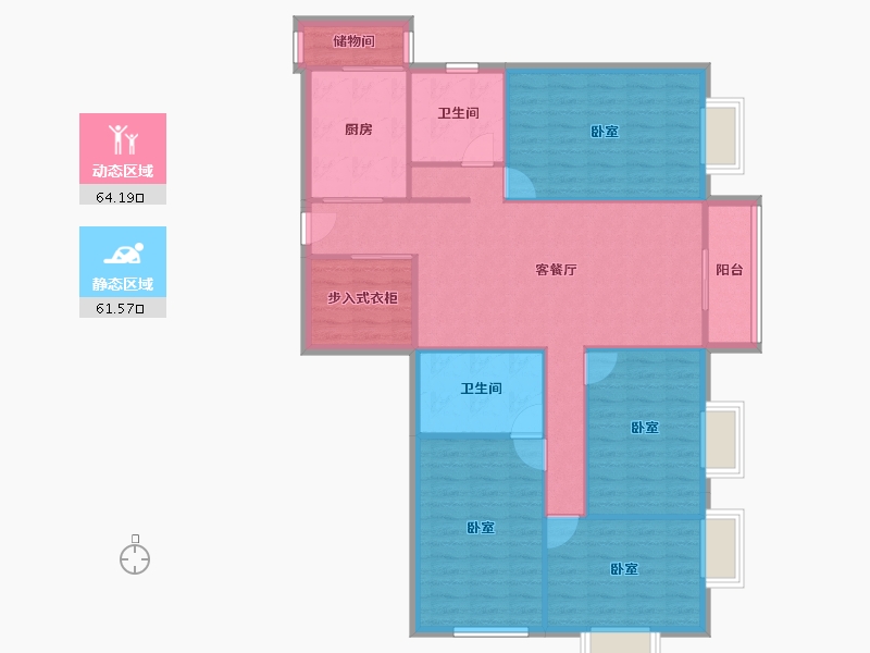 陕西省-西安市-新兴名园-127.60-户型库-动静分区