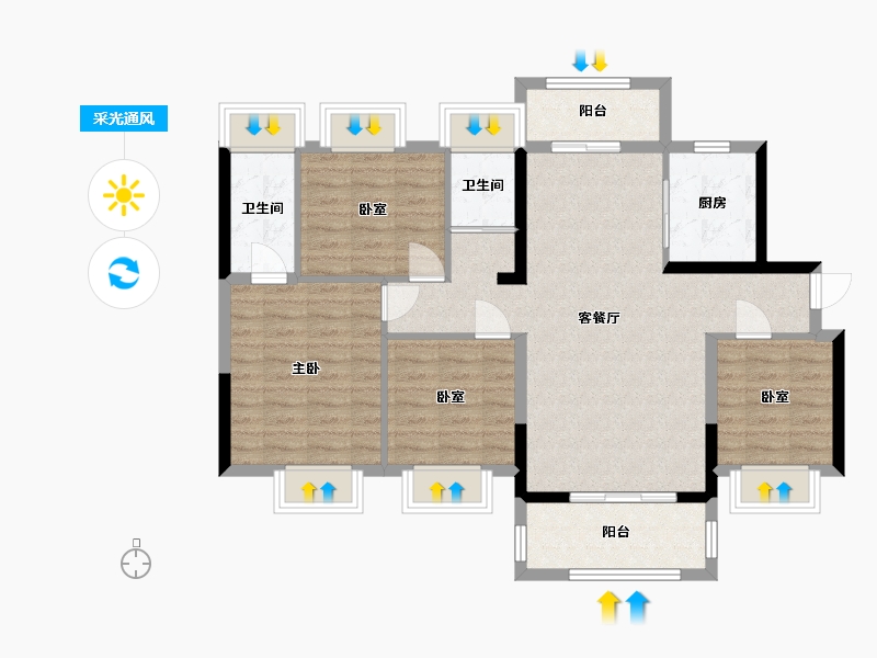 广东省-惠州市-东湖花园-80.00-户型库-采光通风