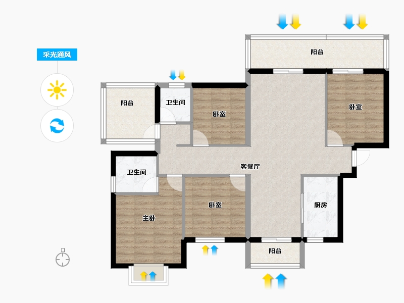 广西壮族自治区-南宁市-保利领秀前城-129.00-户型库-采光通风