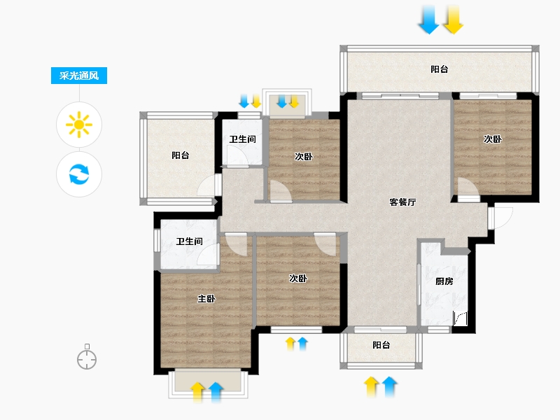 广西壮族自治区-南宁市-保利领秀前城-129.00-户型库-采光通风