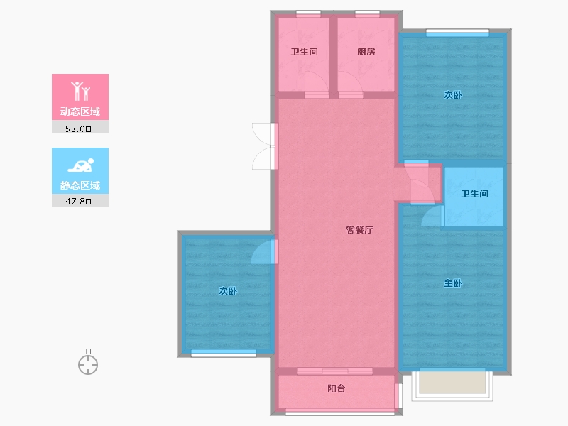 河北省-邢台市-隆鼎天悦-108.89-户型库-动静分区