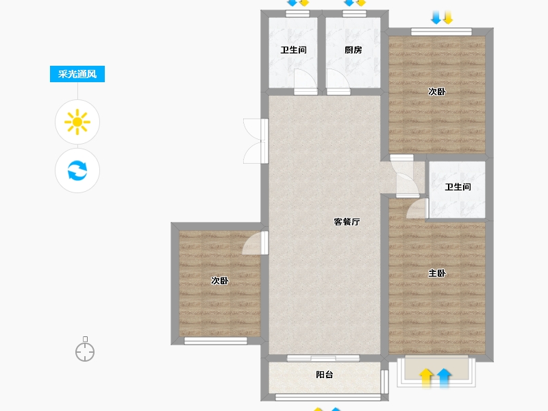 河北省-邢台市-隆鼎天悦-108.89-户型库-采光通风