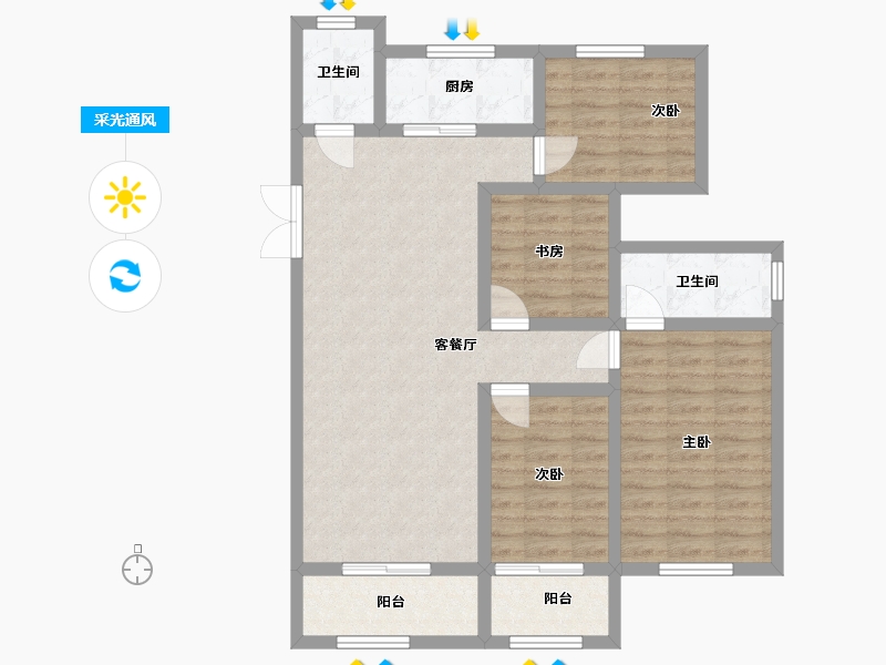 河北省-邢台市-观澜湖小区-108.00-户型库-采光通风