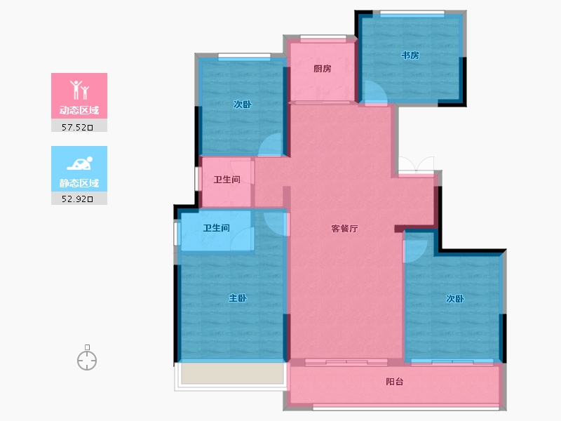 浙江省-温州市-都会中心-110.00-户型库-动静分区