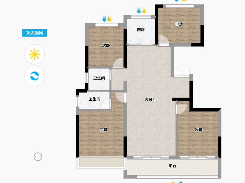 浙江省-温州市-都会中心-110.00-户型库-采光通风