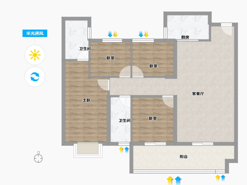 福建省-泉州市-源昌江南城-105.00-户型库-采光通风