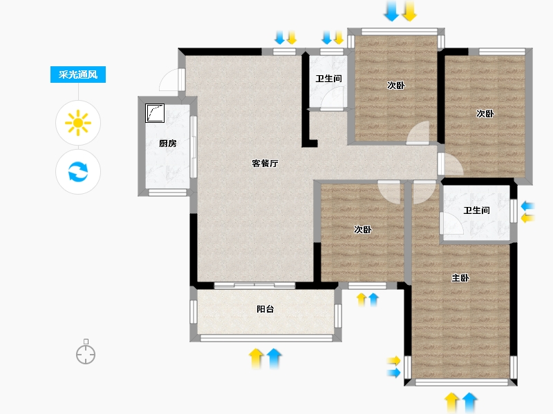 广西壮族自治区-南宁市-城建·公园壹号-128.00-户型库-采光通风