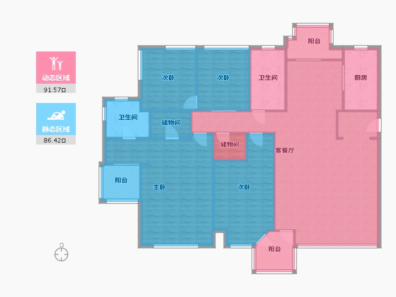 浙江省-杭州市-南都江滨花园-160.00-户型库-动静分区