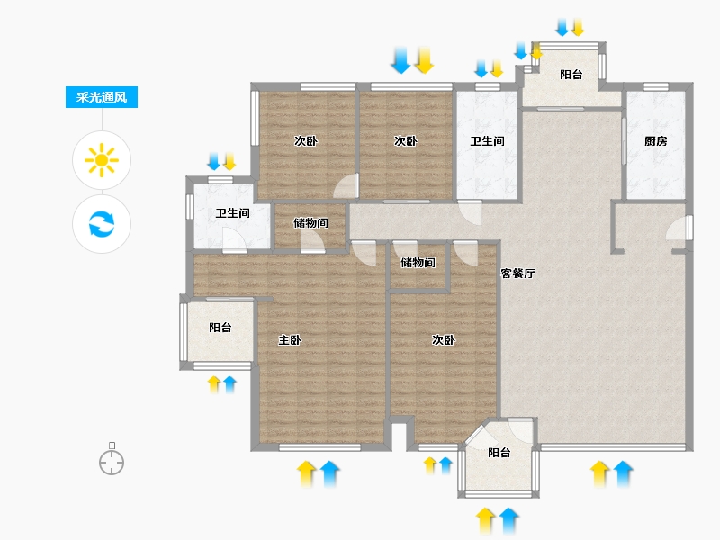 浙江省-杭州市-南都江滨花园-160.00-户型库-采光通风