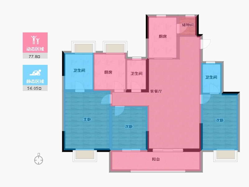 江苏省-常州市-新城华宇悦隽公馆-120.00-户型库-动静分区