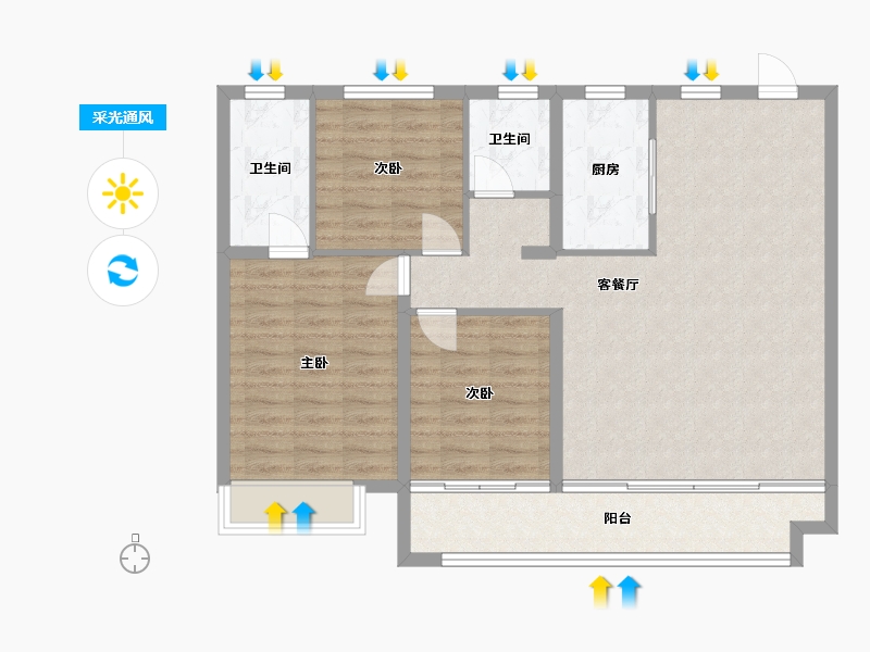 山东省-菏泽市-佳信·天玺城-96.00-户型库-采光通风