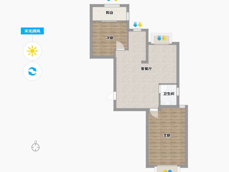 浙江省-温州市-恒大逸合城-65.00-户型库-采光通风