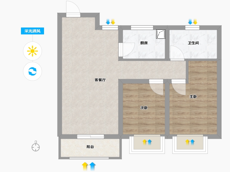 山西省-临汾市-未来城-60.16-户型库-采光通风